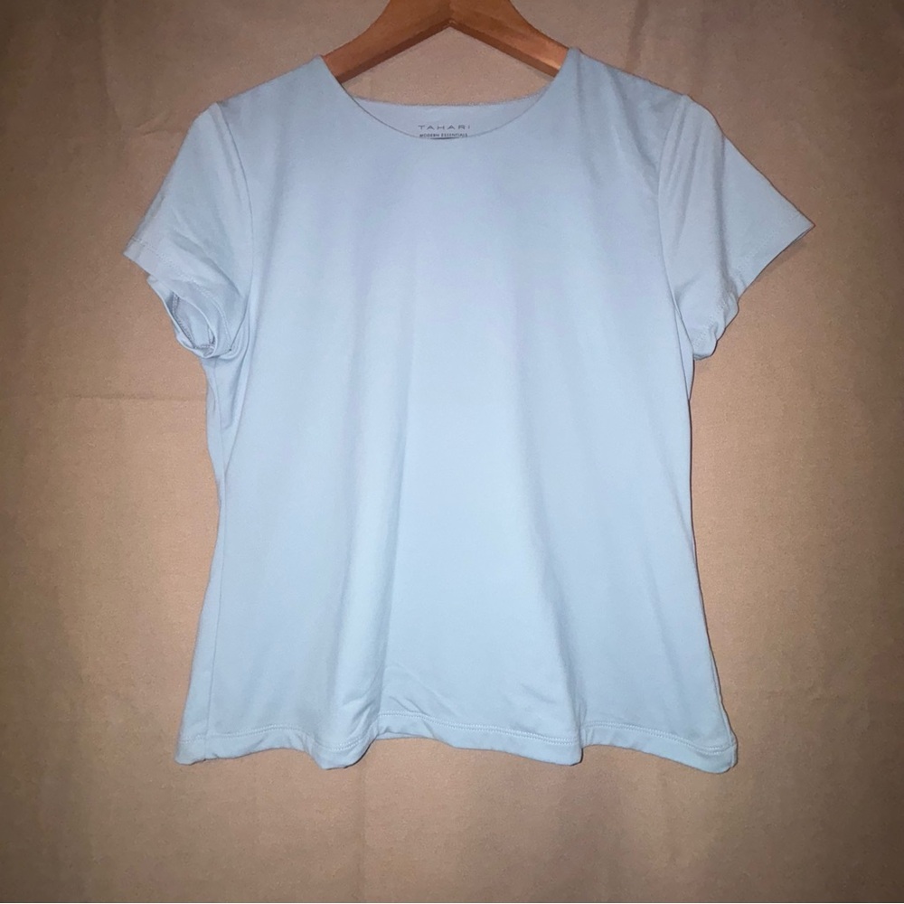 Tahari Fitted Blue Short Sleeve T-Shirt